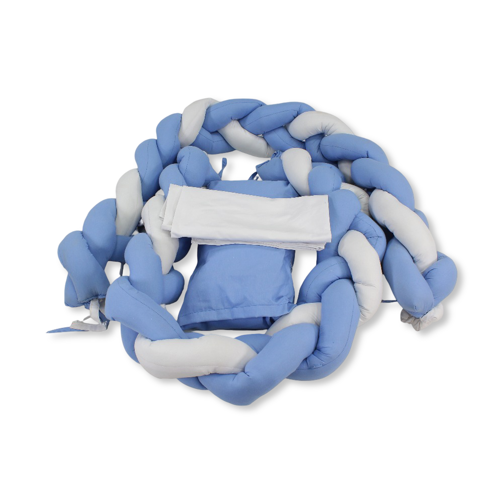 Braided Baby Crib Bumper – Baby Blue - Baby Essentials - Your Baby