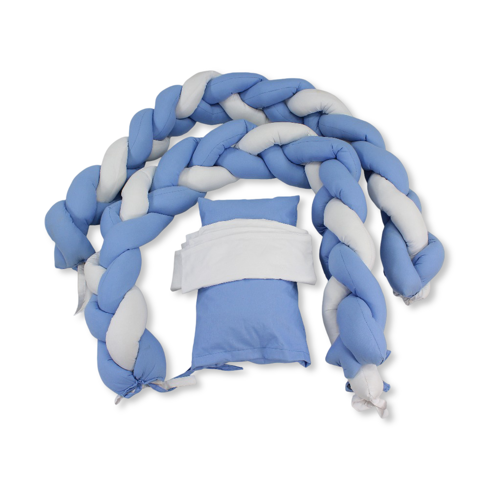 Braided Baby Crib Bumper – Baby Blue
