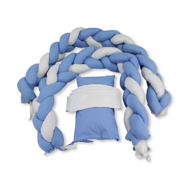 Braided Baby Crib Bumper – Baby Blue