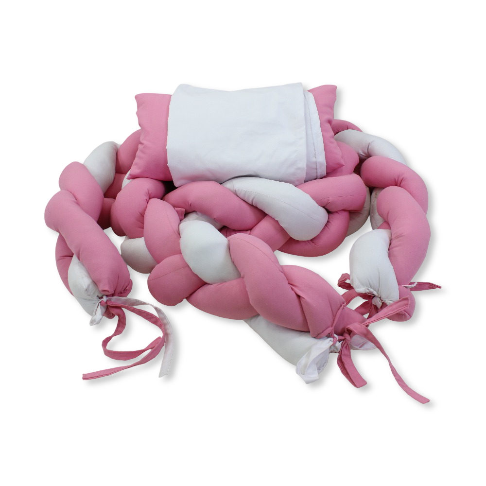 Braided Baby Crib Bumper – Pink