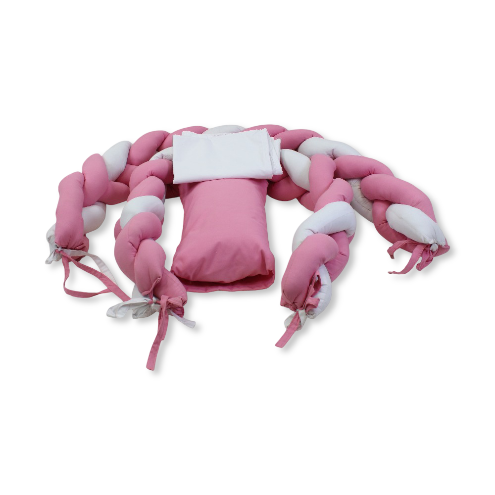 Braided Baby Crib Bumper – Pink