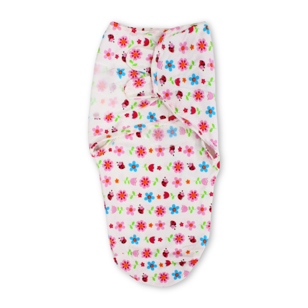 Kolaco Cotton Baby Swaddle – Off-White Floral Design - Baby Essentials