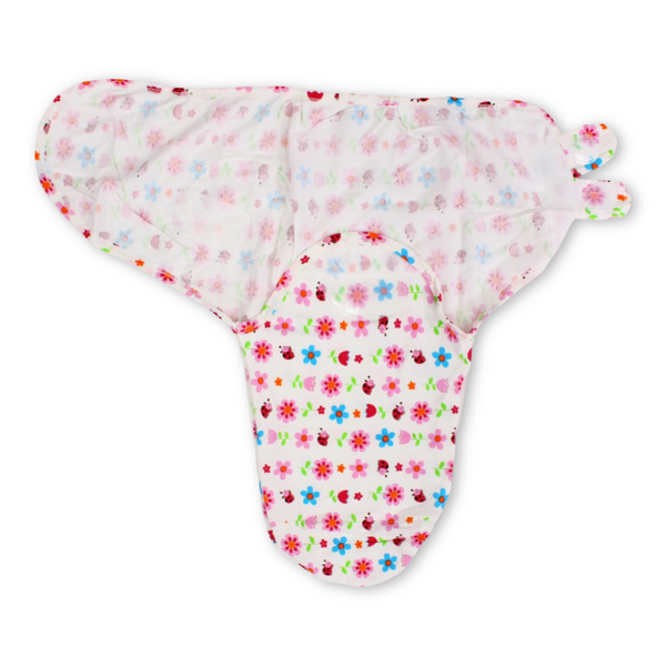 Kolaco Cotton Baby Swaddle – Off-White Floral Design