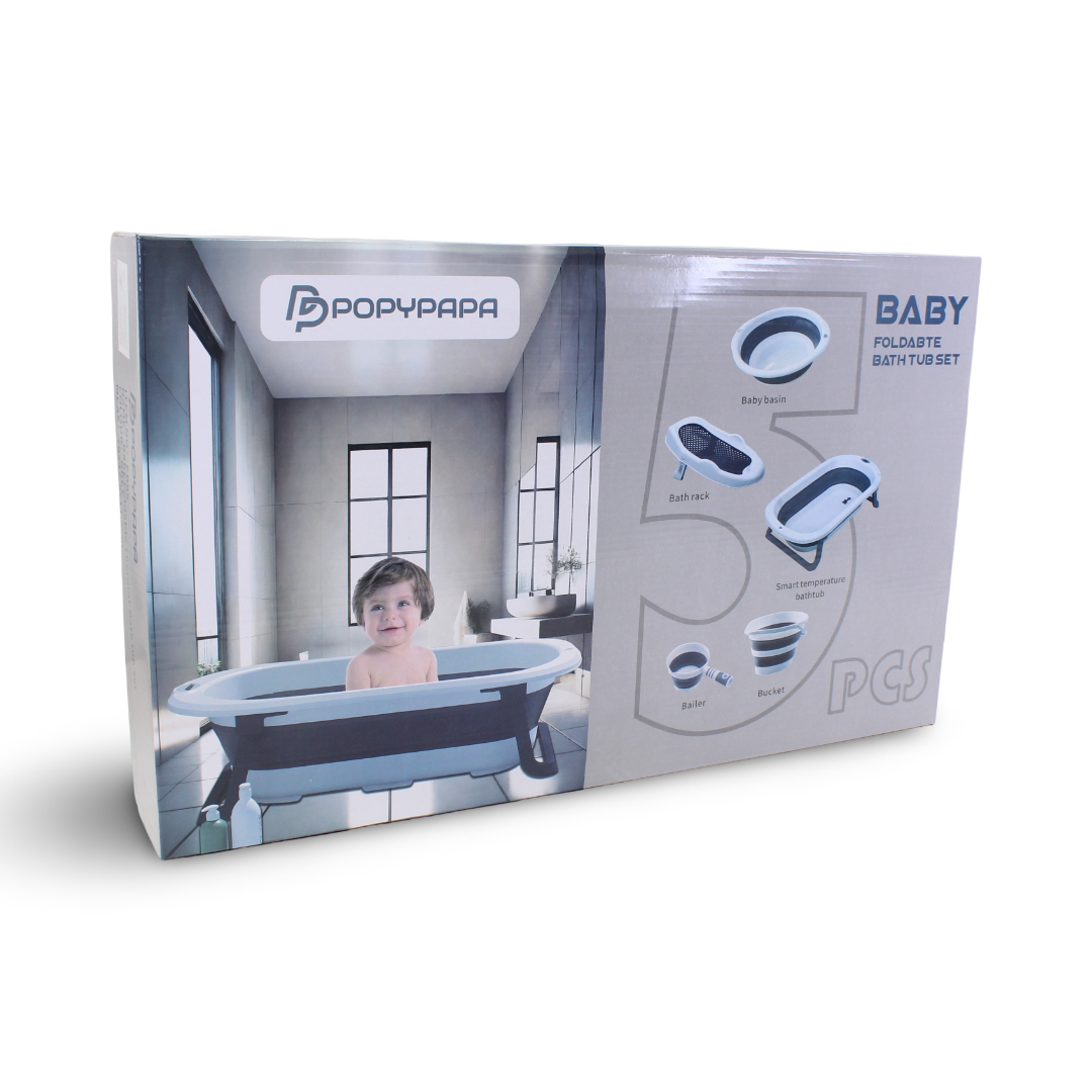 Popypapa Fldable Baby Bath Tub Set 5 Pcs – Grey