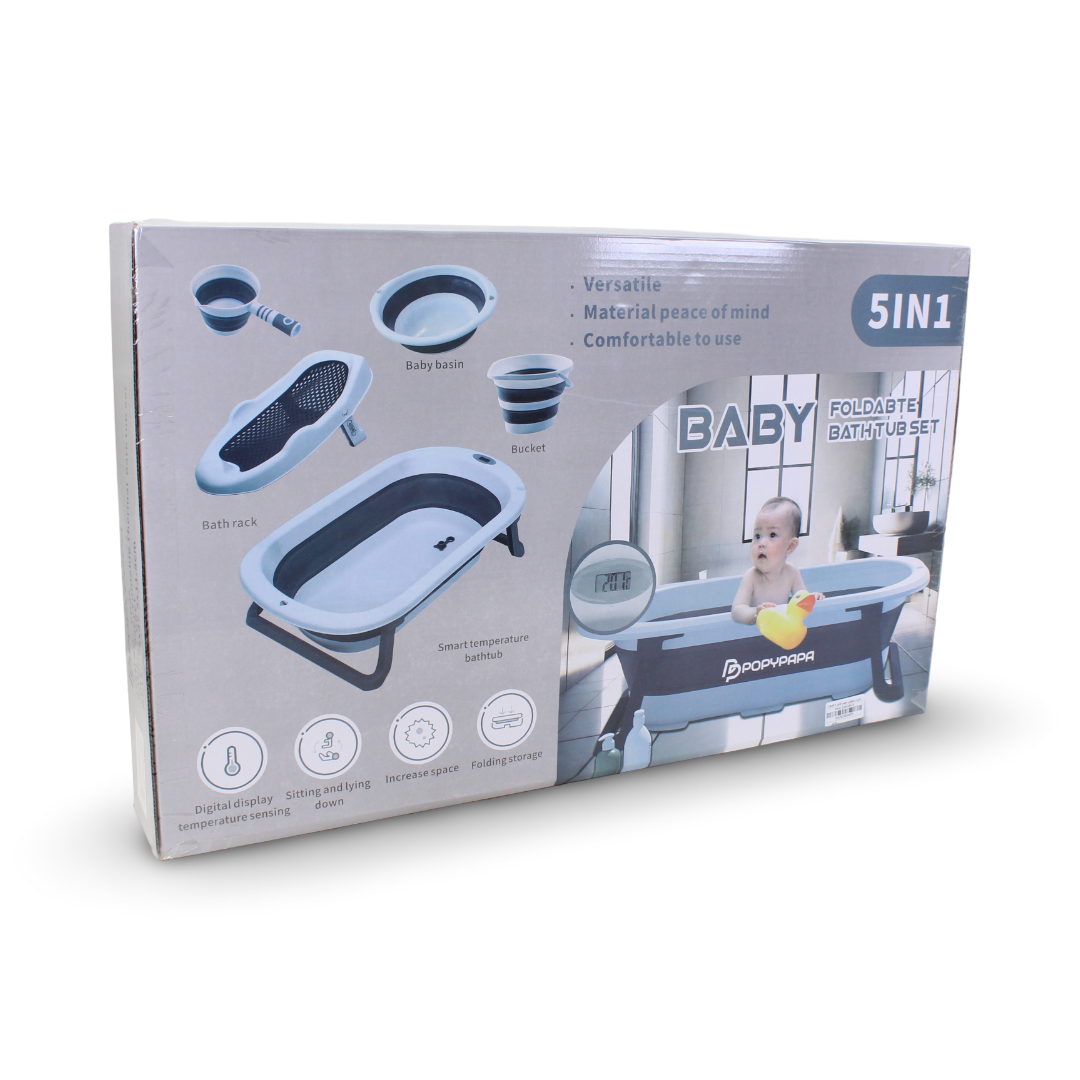 Popypapa Fldable Baby Bath Tub Set 5 Pcs – Grey