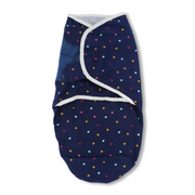 Unisex Baby Swaddle – Navy with Hearts Print