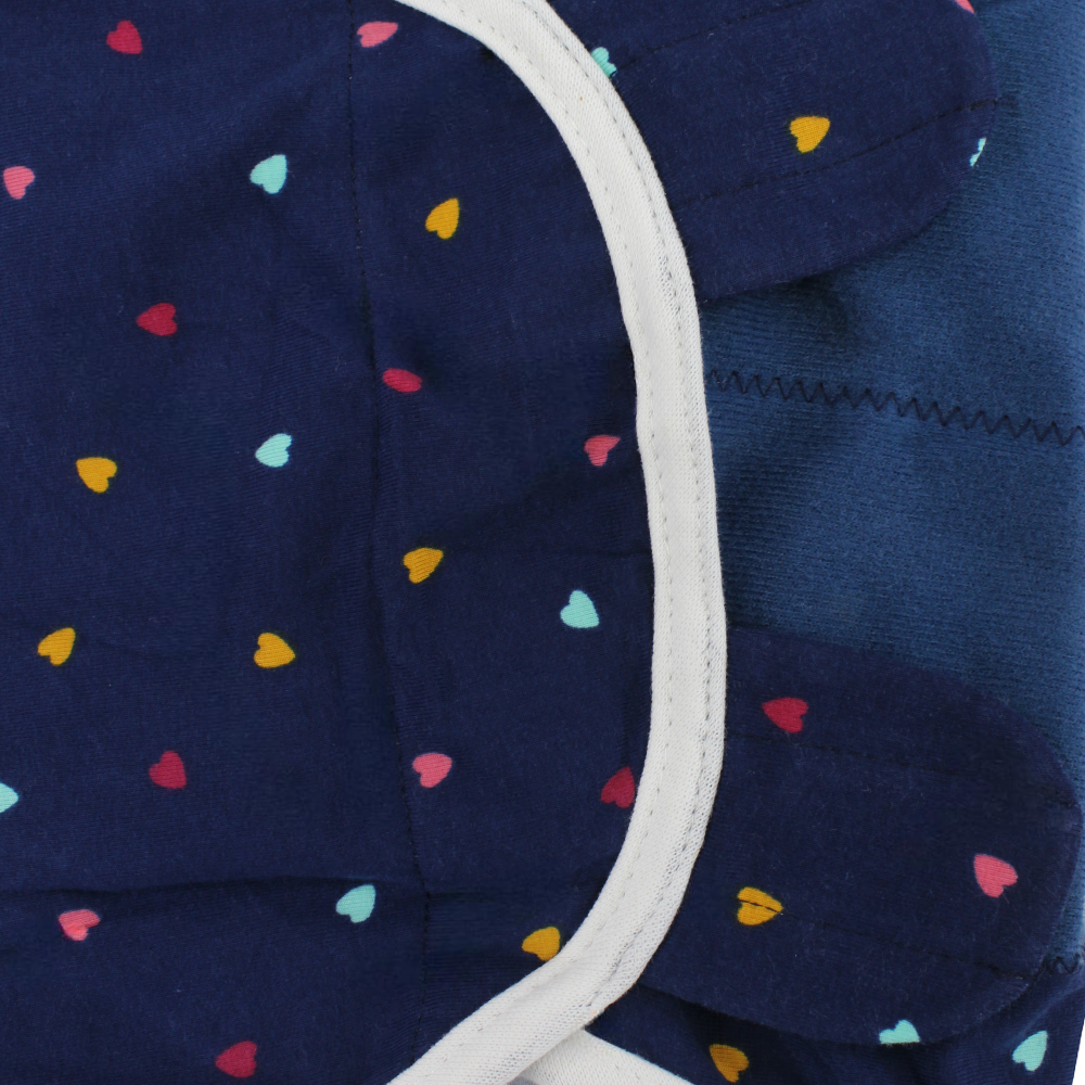 Unisex Baby Swaddle – Navy with Hearts Print