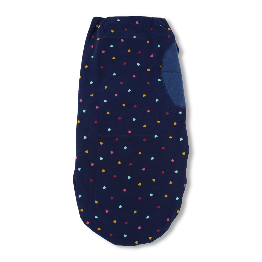 Unisex Baby Swaddle – Navy with Hearts Print