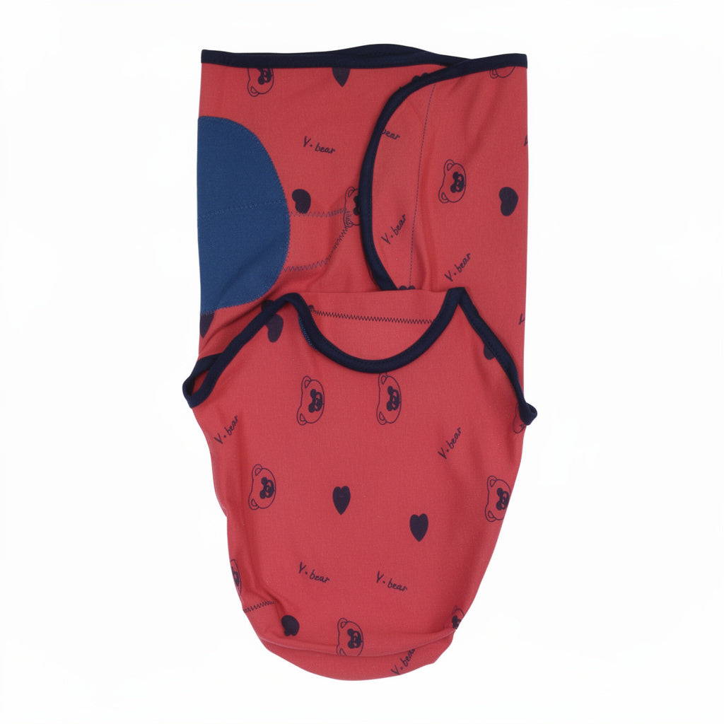 Unisex Baby Swaddle – Red with Bears Print