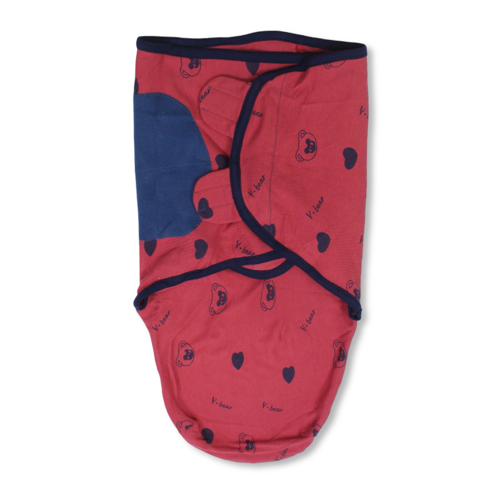 Unisex Baby Swaddle – Red with Bears Print