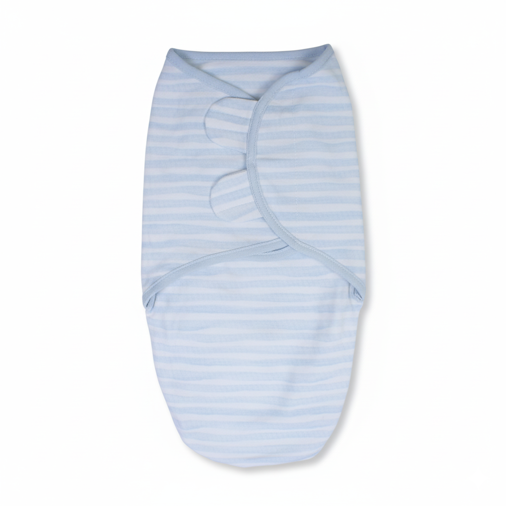 Unisex Baby Swaddle – Striped Baby Blue