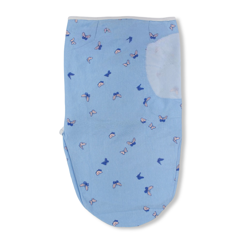Unisex Baby Swaddle – Baby Blue with Butterflies Print