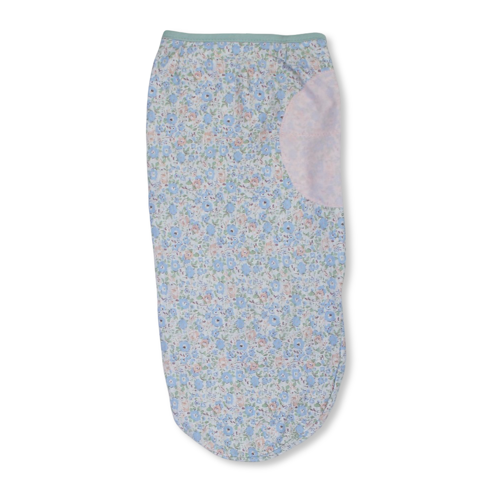 Unisex Baby Swaddle – Baby Blue with Floral Print