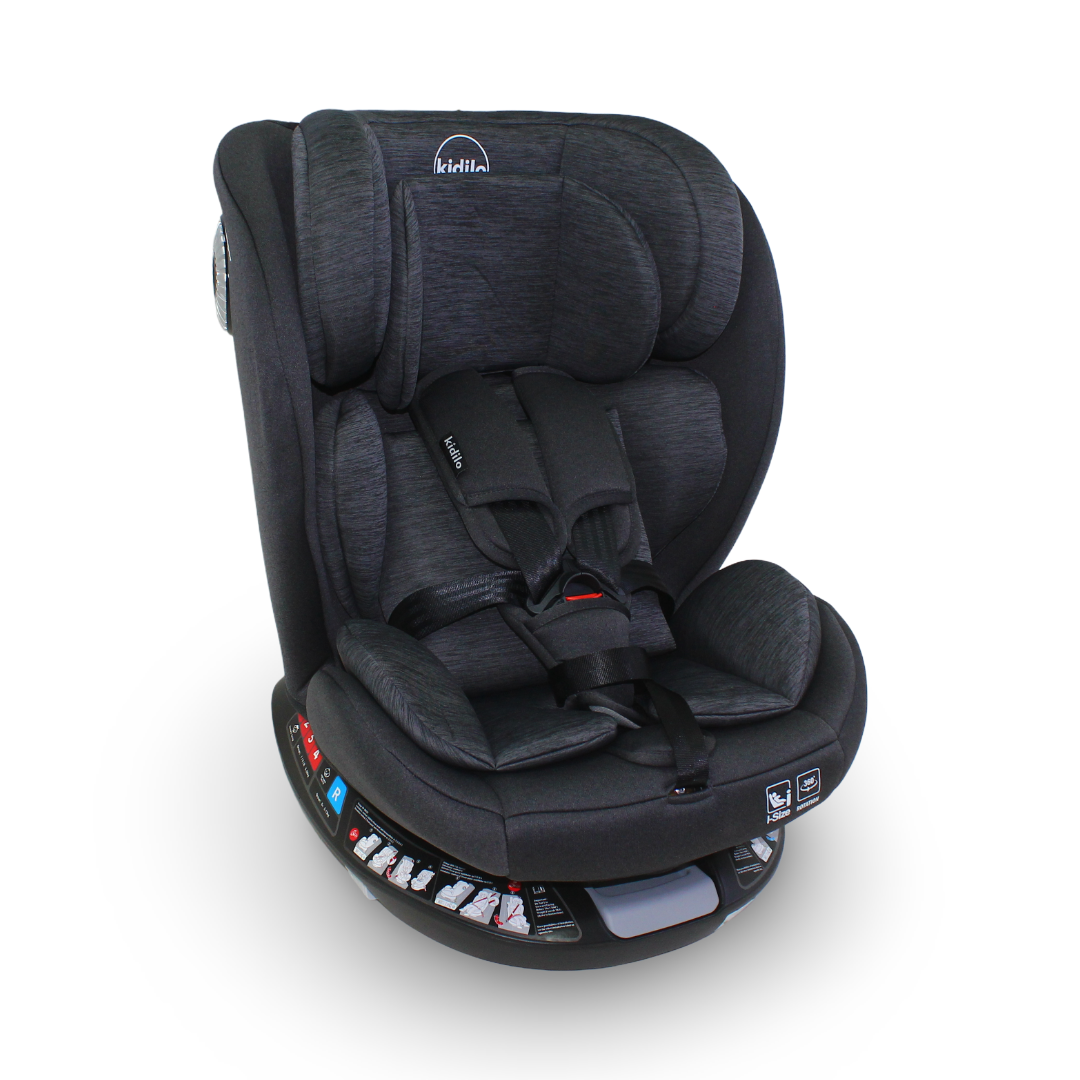 Kidilo Baby Car Seat 360° Rotation – Dark Grey - Baby Essentials