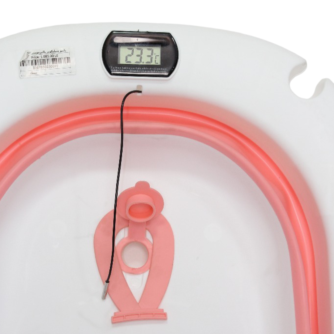Silicone Baby Bathtub with Thermometer – Pink