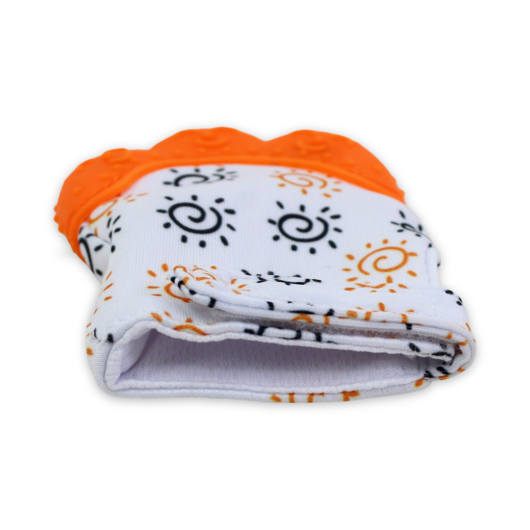 Smart Baby Gloves Teether – Orange with Sun Print