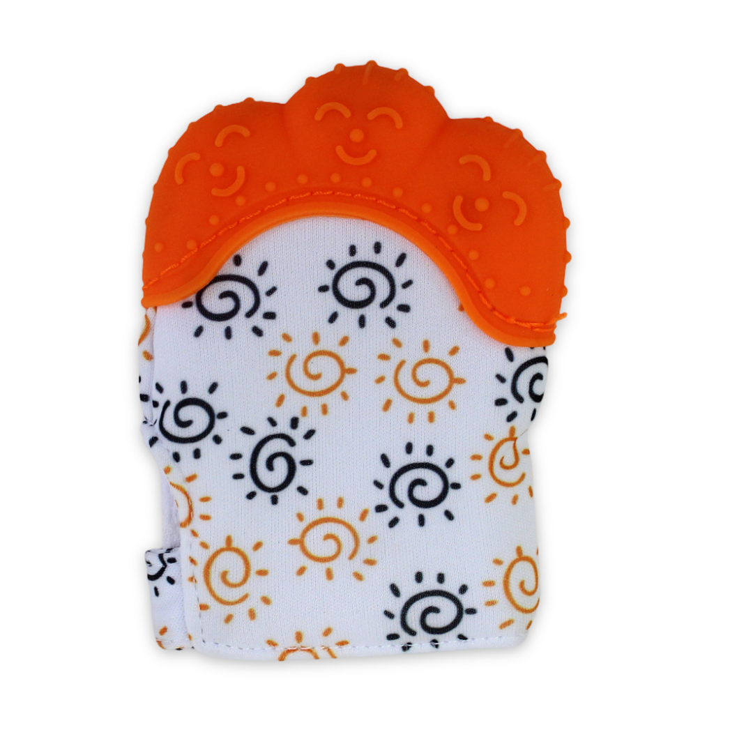 Smart Baby Gloves Teether – Orange with Sun Print