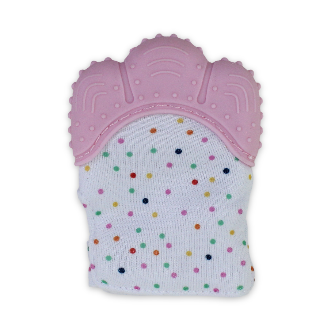 Smart Baby Gloves Teether – Pink with Polka Dots Print