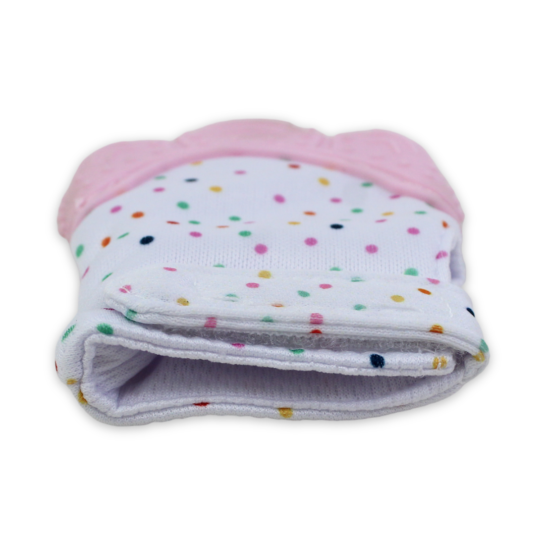 Smart Baby Gloves Teether – Pink with Polka Dots Print