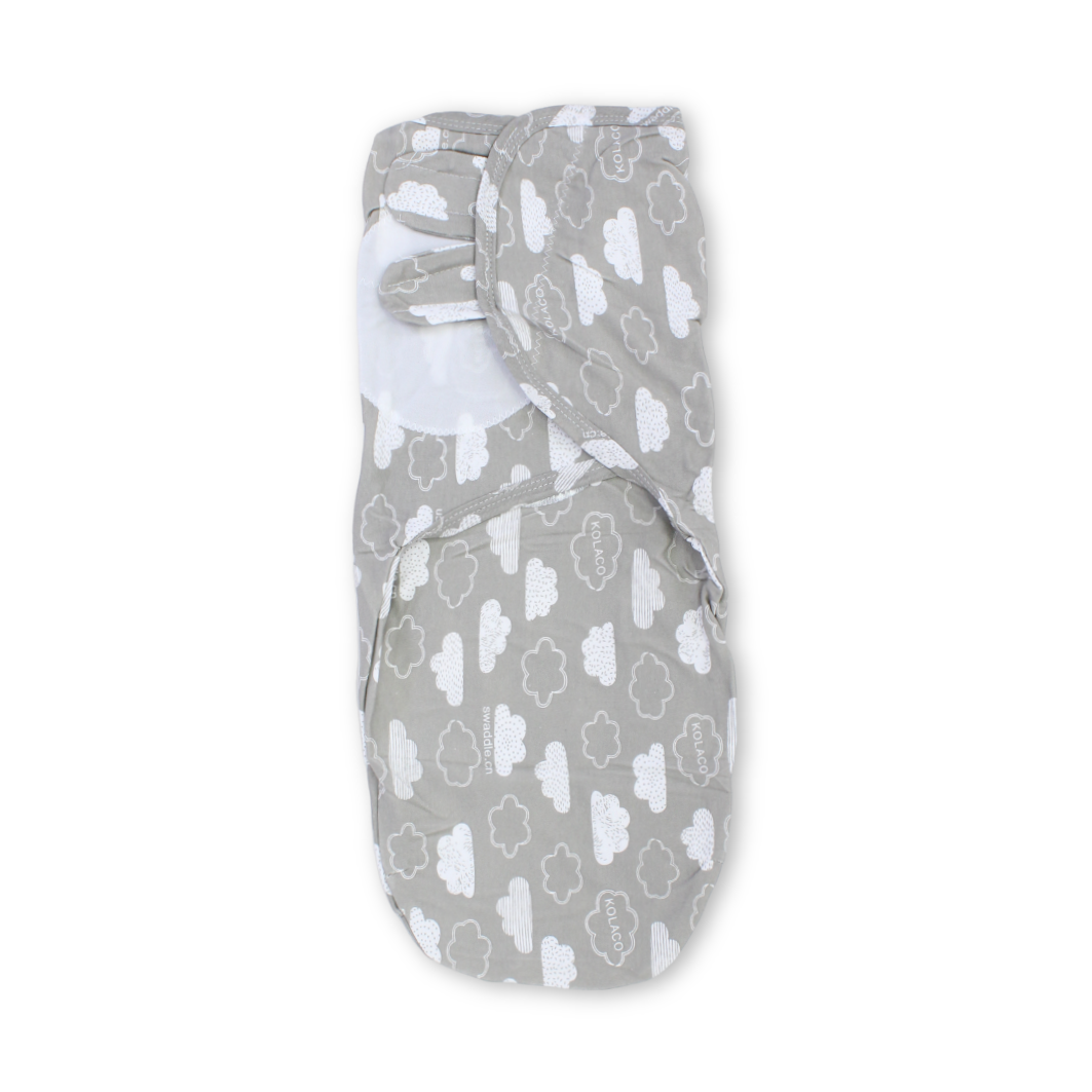 Kolaco Swaddle Wrap – Grey with Clouds Print