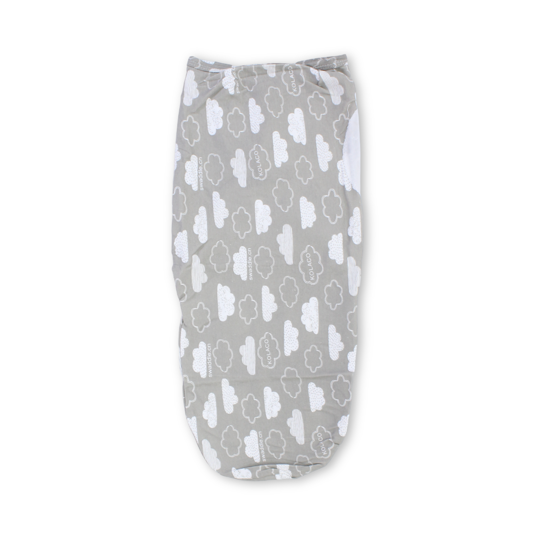 Kolaco Swaddle Wrap – Grey with Clouds Print