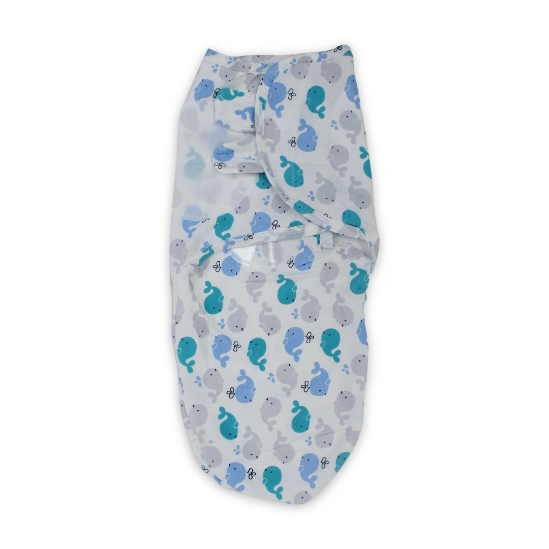 Kolaco Cotton Baby Swaddle – Off-White with Whale Print