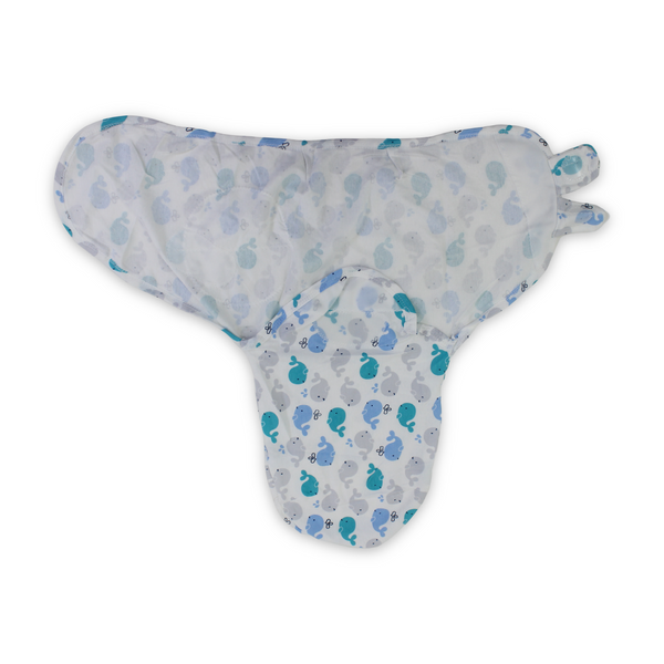 Kolaco Cotton Baby Swaddle – Off-White with Whale Print