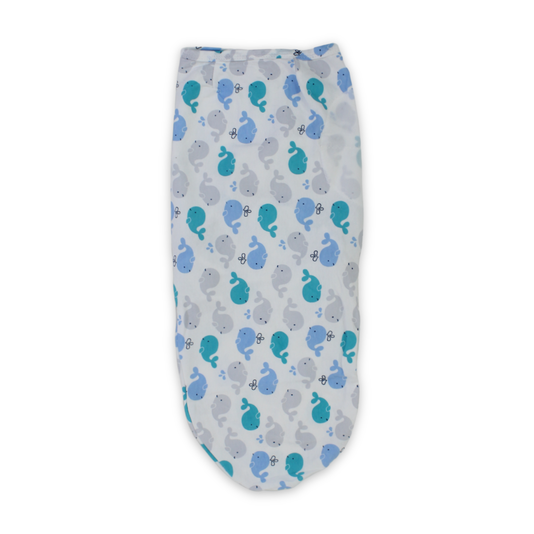 Kolaco Cotton Baby Swaddle – Off-White with Whale Print