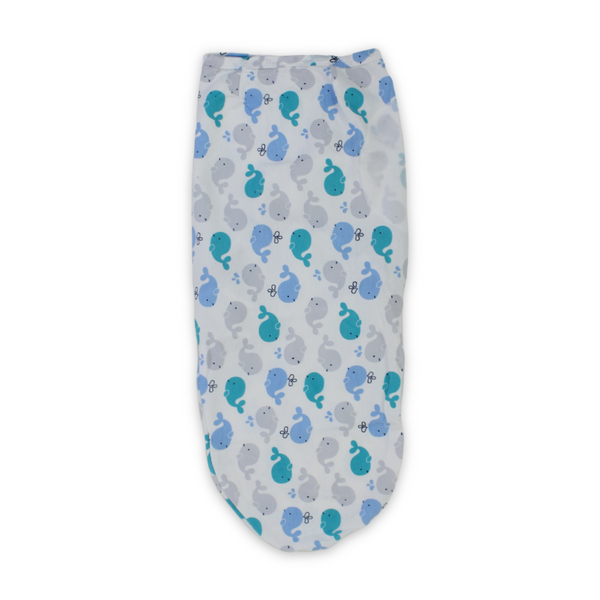 Kolaco Cotton Baby Swaddle – Off-White with Whale Print