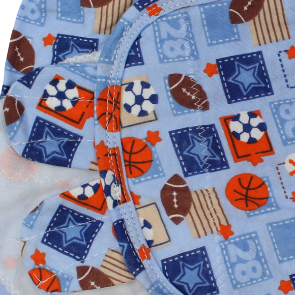 Kolaco Cotton Baby Swaddle – Baby Blue with Sports Print