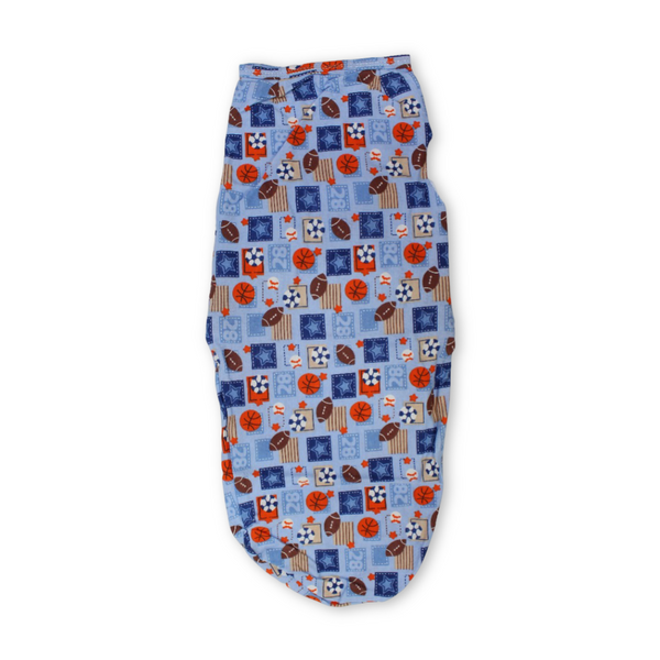 Kolaco Cotton Baby Swaddle – Baby Blue with Sports Print