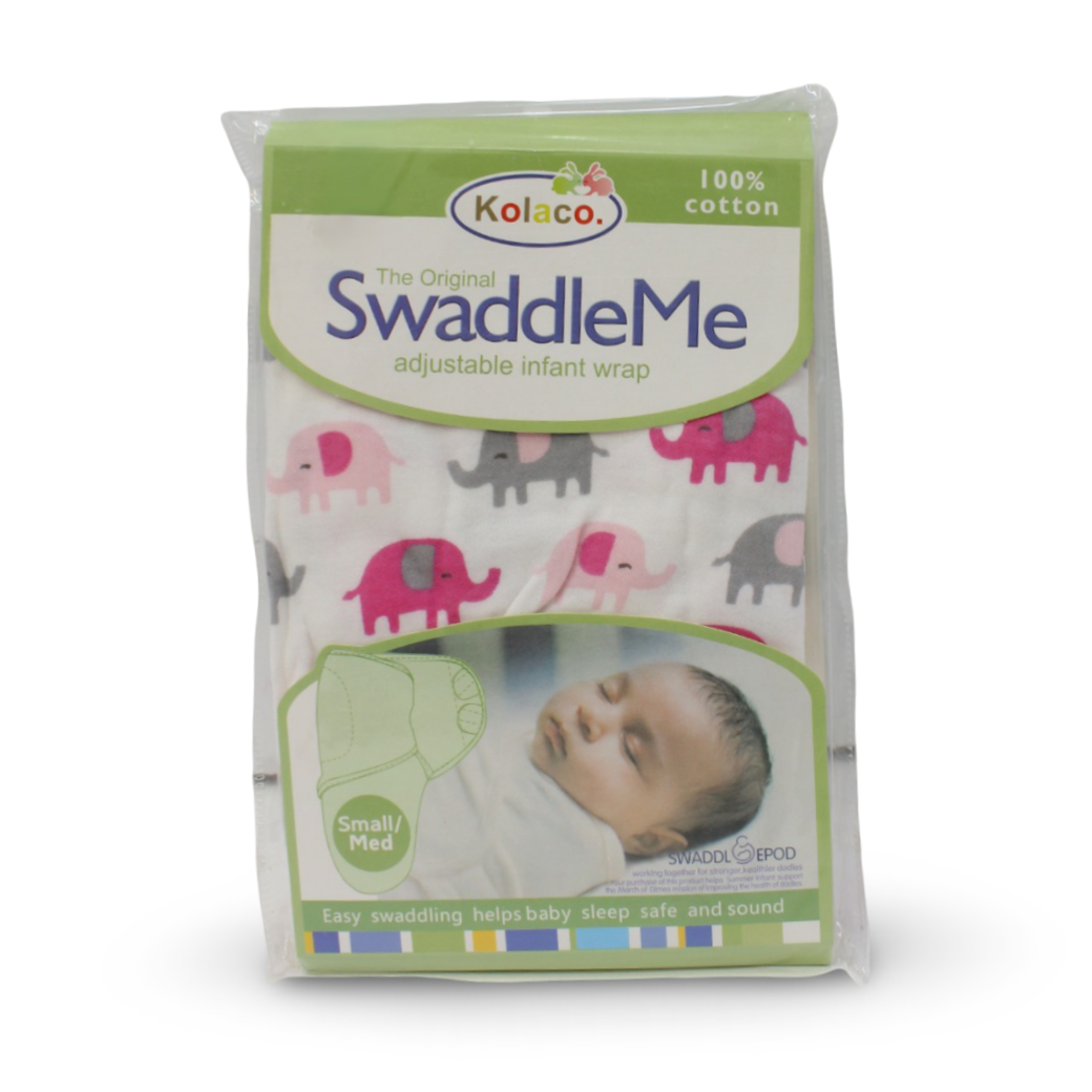 Kolaco Cotton Baby Swaddle – Off-White with Elephant Print