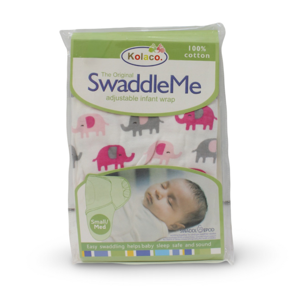 Kolaco Cotton Baby Swaddle – Off-White with Elephant Print