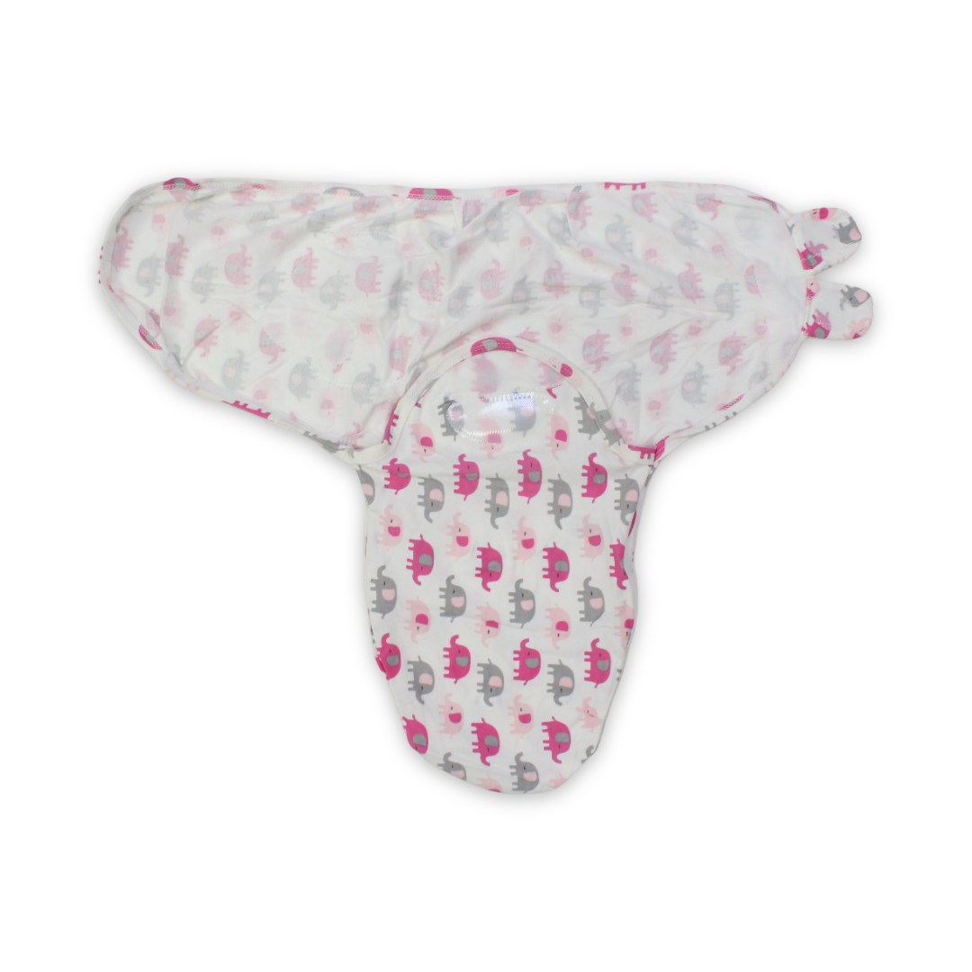 Kolaco Cotton Baby Swaddle – Off-White with Elephant Print