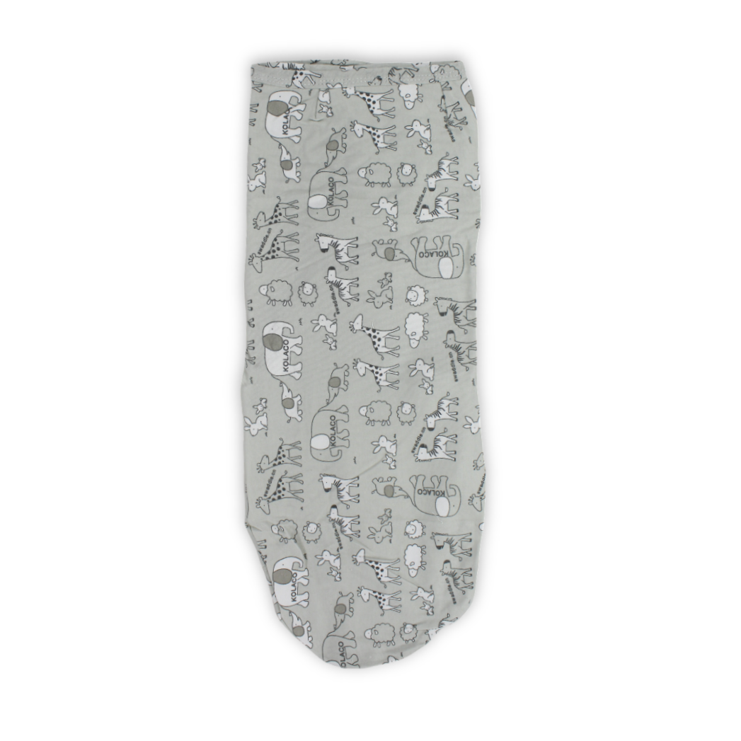 Kolaco Cotton Baby Swaddle – Grey with Animals Print
