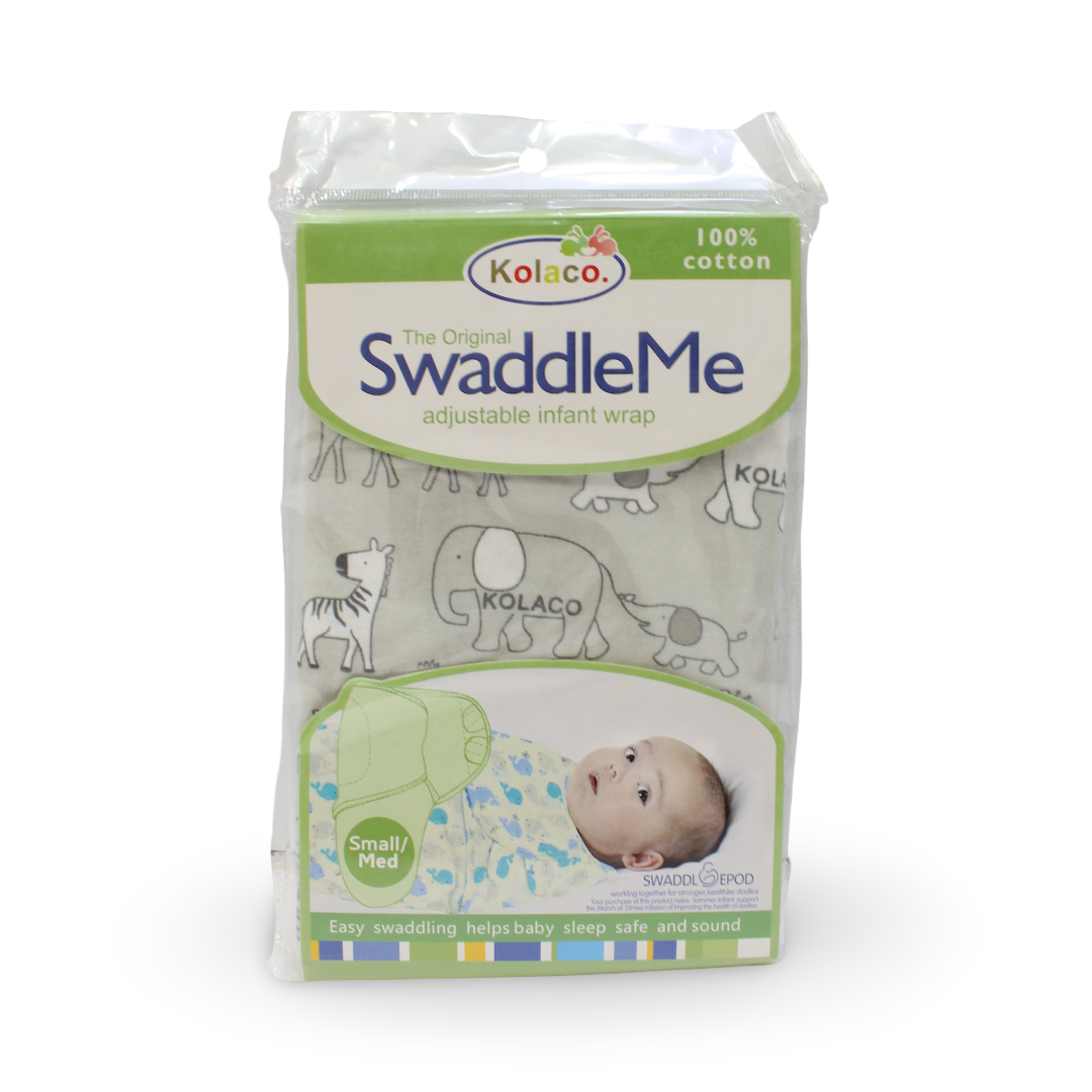 Kolaco Cotton Baby Swaddle – Grey with Animals Print