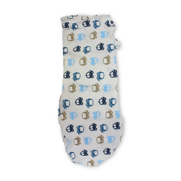 Kolaco Cotton Baby Swaddle – Off-White with Cars Print