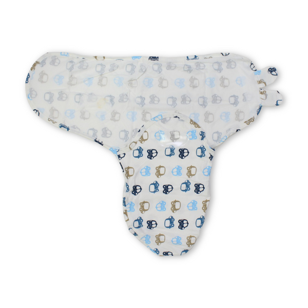 Kolaco Cotton Baby Swaddle – Off-White with Cars Print