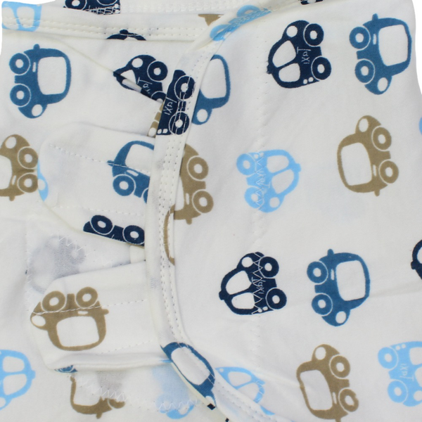 Kolaco Cotton Baby Swaddle – Off-White with Cars Print