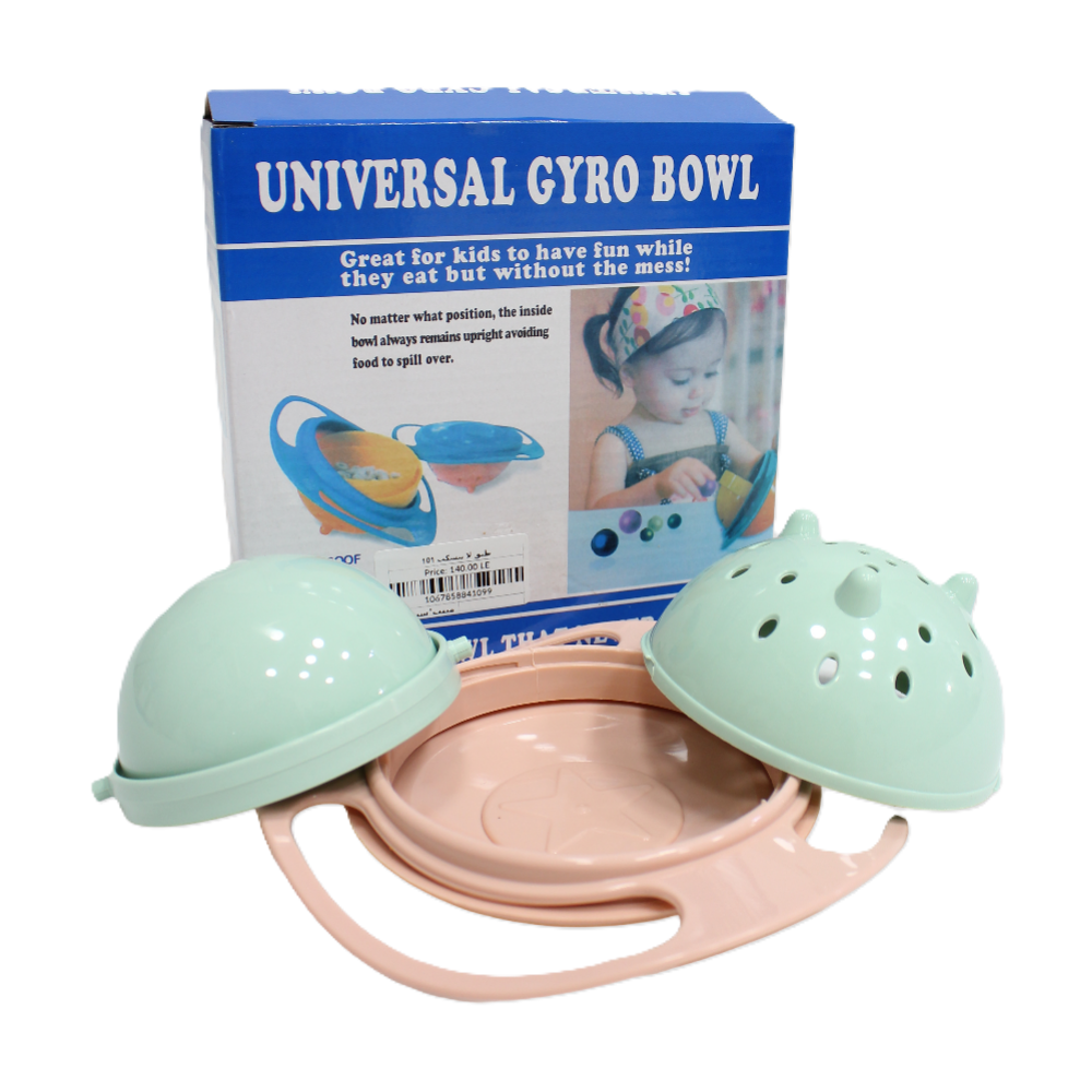 Universal Gyro Bowl Spill-Proof Baby Dish – Mint & Salmon
