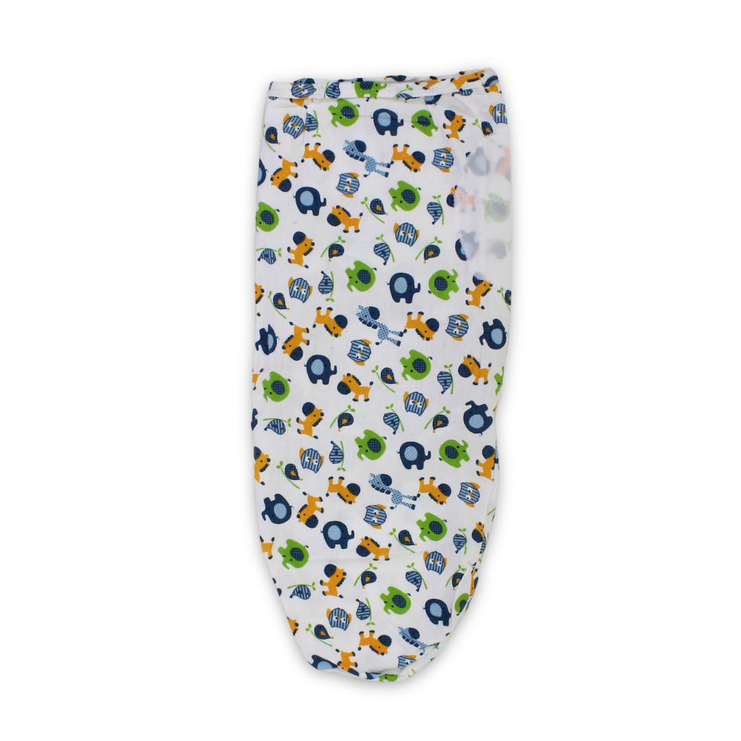 My Baby Cotton Swaddle Blanket – White with Animals Print
