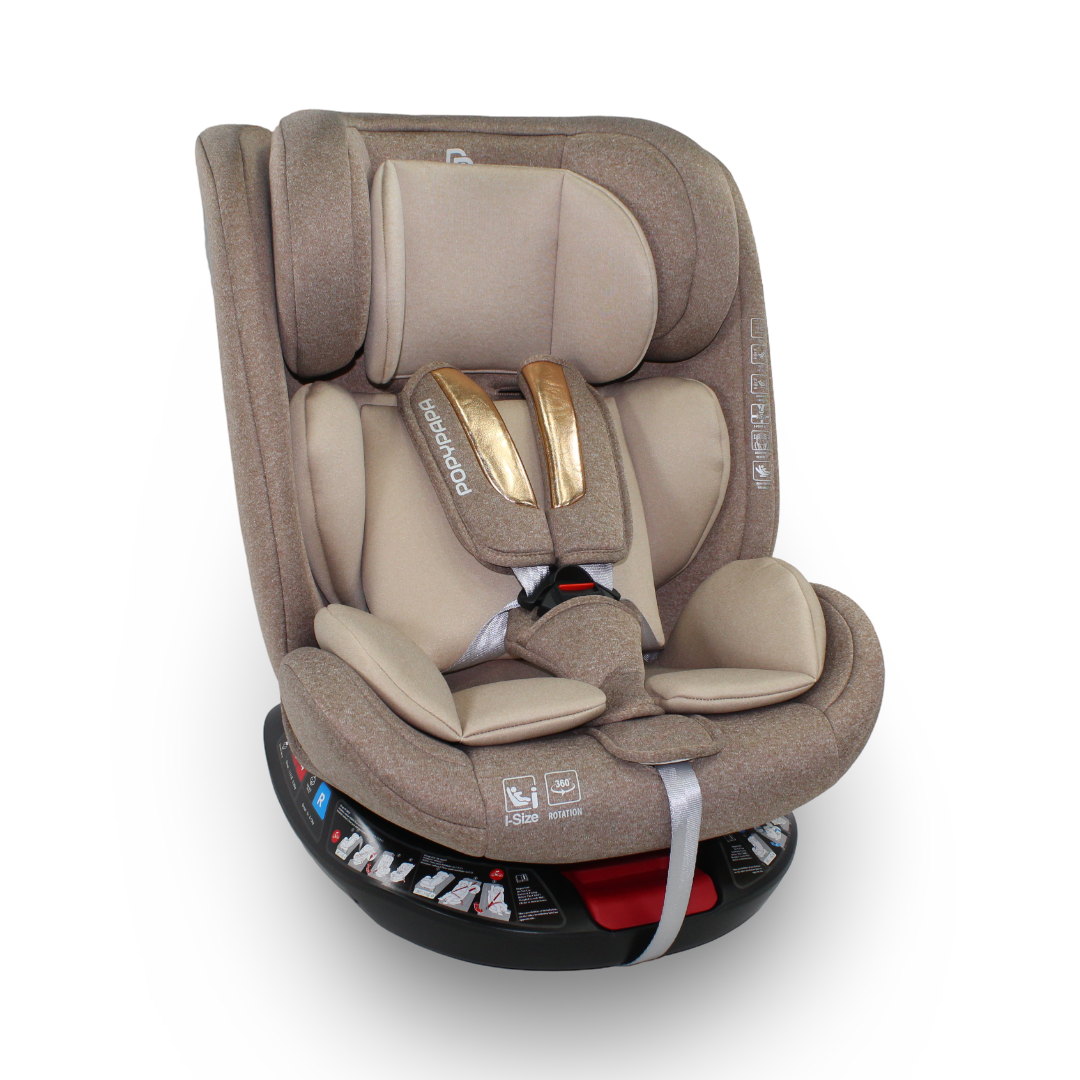 Kidilo Popypapa 360° Rotating Baby Car Seat – Beige - Baby Essentials