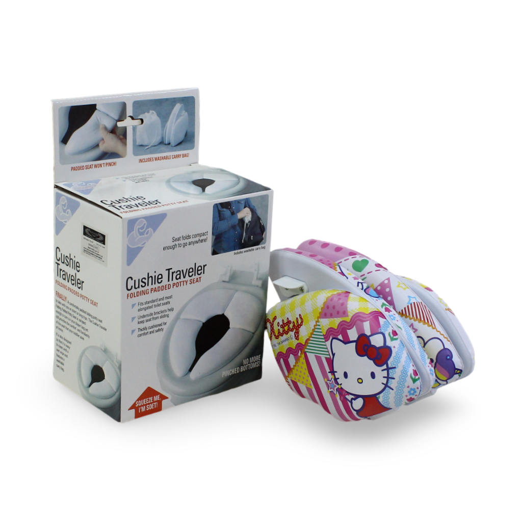 Cushie Traveler Folding Padded Potty Seat – Pink with Hello Kitty Print