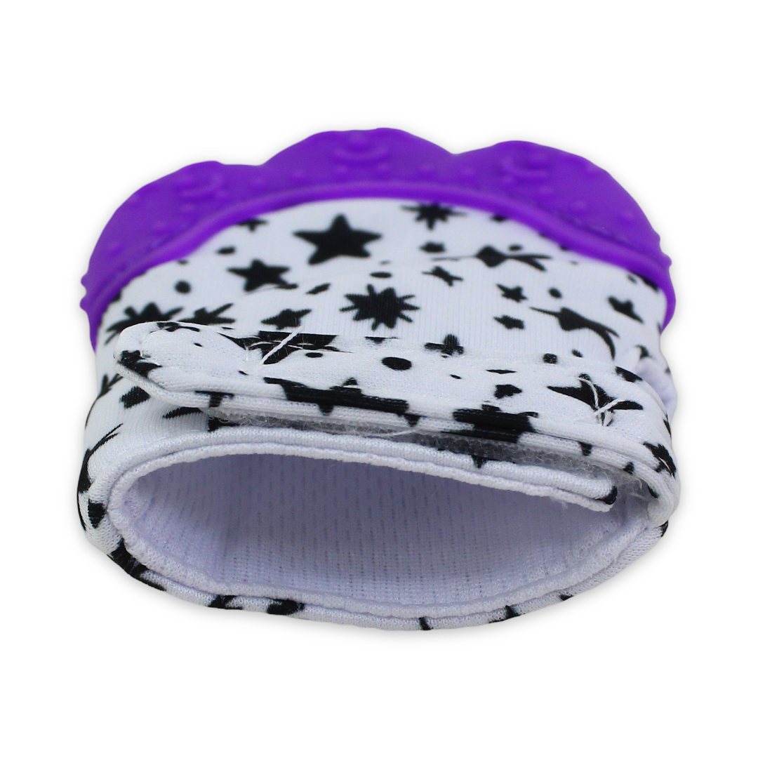 Smart Baby Gloves Teether – Purple with Stars Print