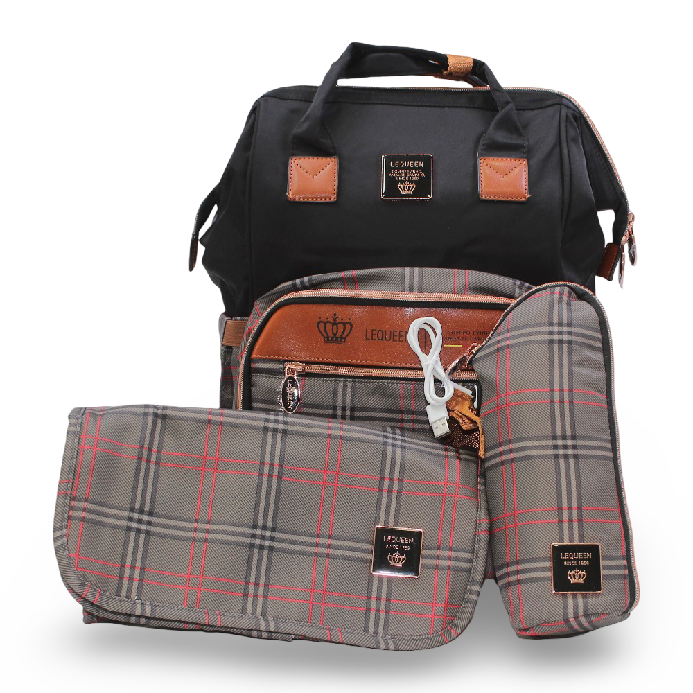 LeQueen Diaper Bag – Black & Gold