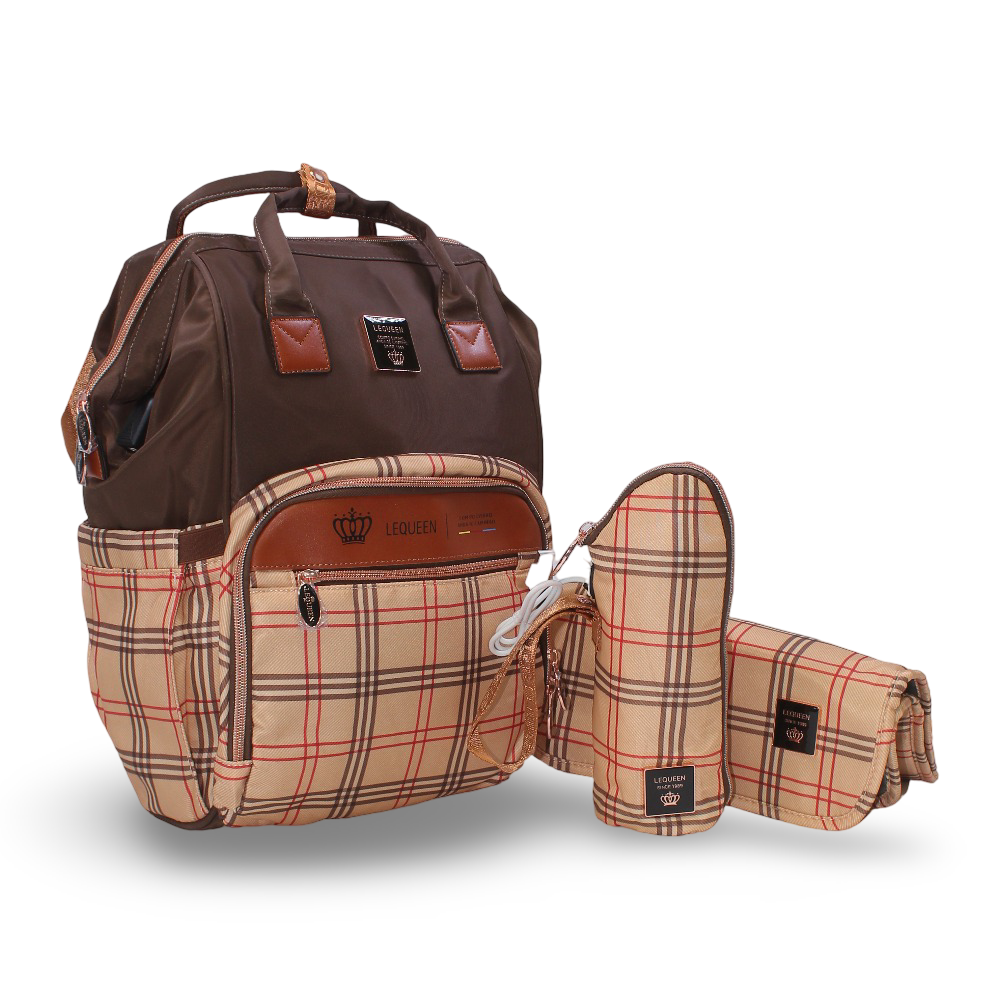 LeQueen Diaper Bag – Brown & Gold