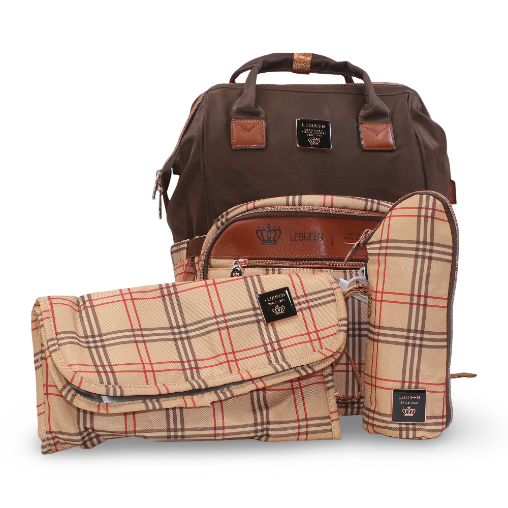 LeQueen Diaper Bag – Brown & Gold