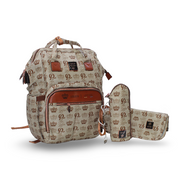 LeQueen Diaper Bag – Beige & Gold with Crown Print