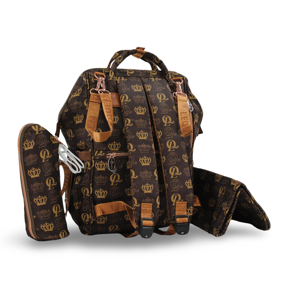 LeQueen Diamond 8th Special Edition Soft Waterproof Diaper Bag – Brown & Gold