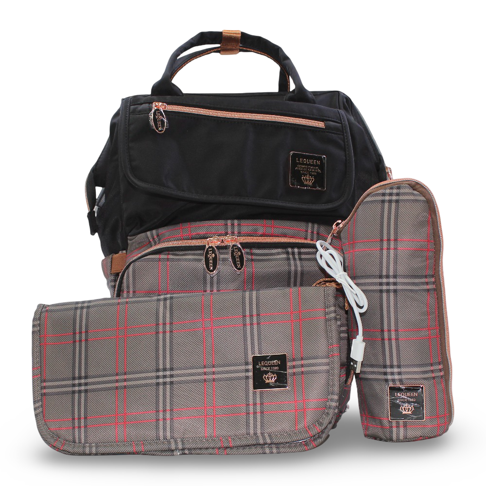 LeQueen New Cover Diaper Bag – Black & Gold